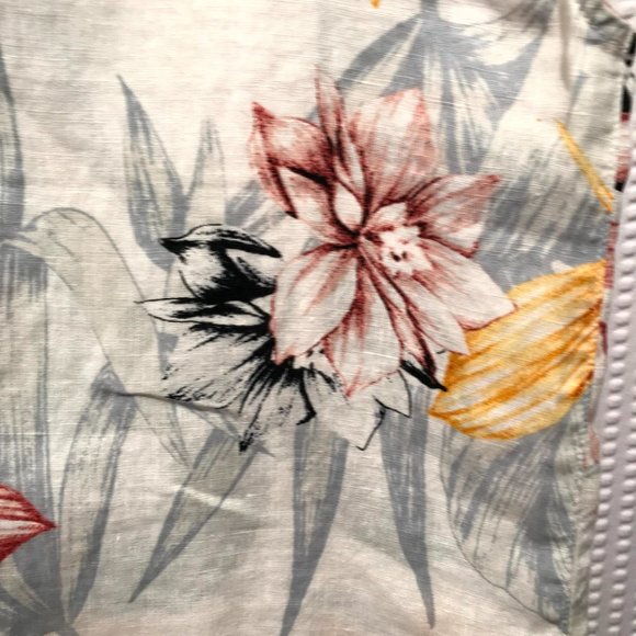 C&C CALIFORNIA 100% linen leaf print colorful shirt Size small Sleeveless - Picture 7 of 7